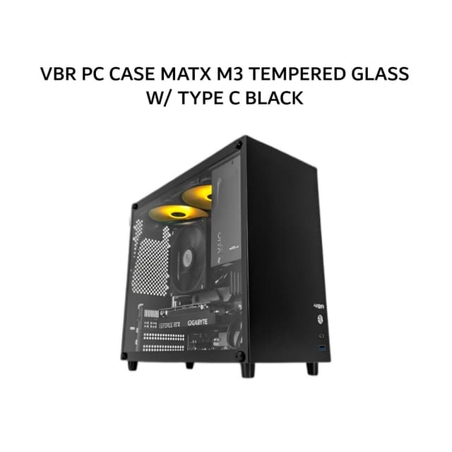VBR PC CASE MATX M3 TEMPERED GLASS W/ TYPE C BLACK