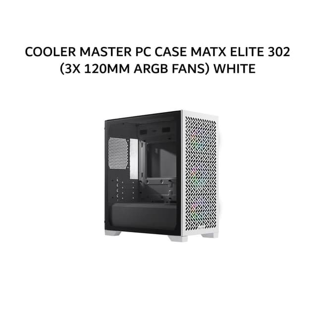 COOLER MASTER PC CASE MATX ELITE 302 (3X 120MM ARGB FANS) WHITE