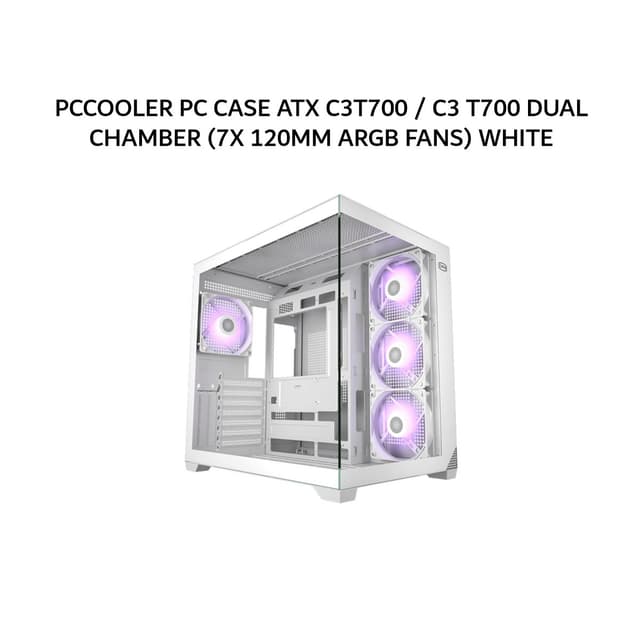 PCCOOLER PC CASE ATX C3T700 / C3 T700 DUAL CHAMBER (7X 120MM ARGB FANS) WHITE 1Y