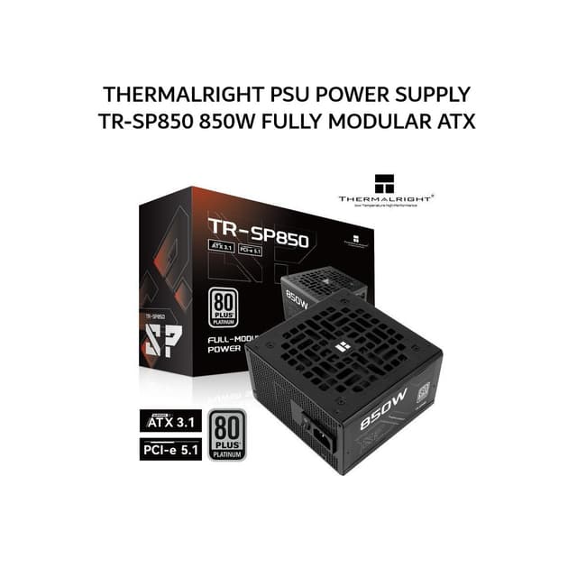 THERMALRIGHT PSU POWER SUPPLY TR-SP850 850W (80+ PLATINUM) FULLY MODULAR ATX 3.1 PCIE 5.1 12V-2X6 BLACK 5Y