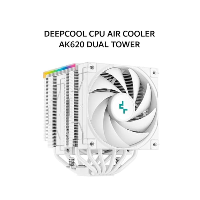 DEEPCOOL CPU AIR COOLER AK620 DUAL TOWER (2X 120MM FAN + 6 HEATPIPES ) WHITE 1Y