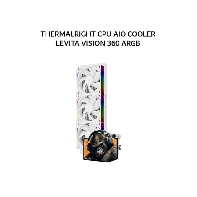 THERMALRIGHT CPU AIO COOLER LEVITA VISION 360 ARGB (360MM RADIATOR + 3X 120MM ARGB FANS + 6.67 INCH LCD DISPLAY) WHITE 6Y