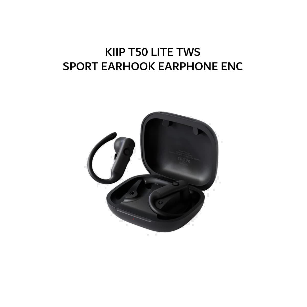 KIIP T50 LITE TWS SPORT EARHOOK EARPHONE ENC - BLACK