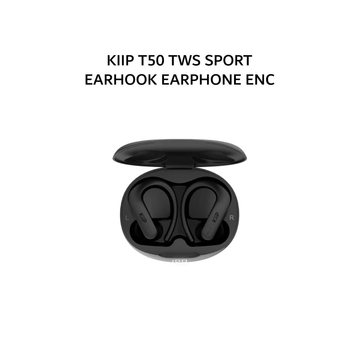 KIIP T50 TWS SPORT EARHOOK EARPHONE ENC- BLACK