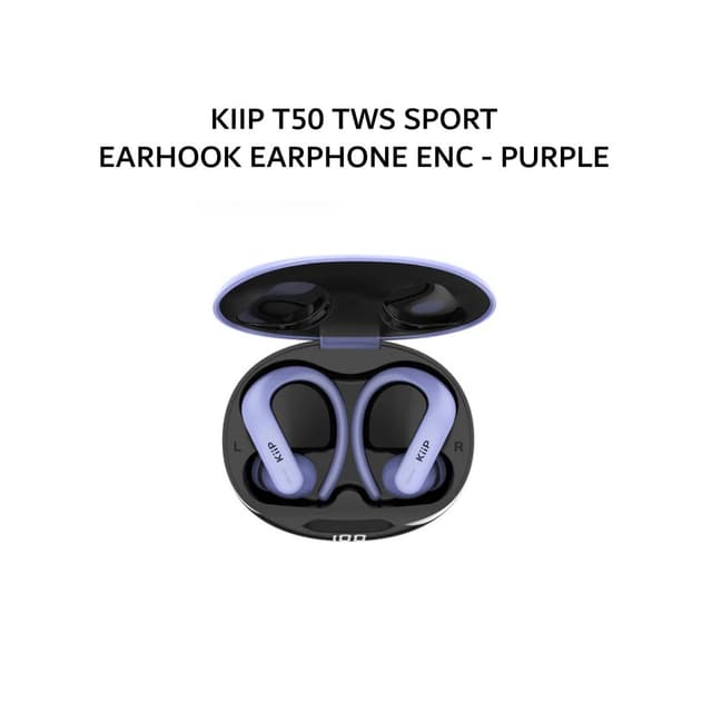 KIIP T50 TWS SPORT EARHOOK EARPHONE ENC - PURPLE