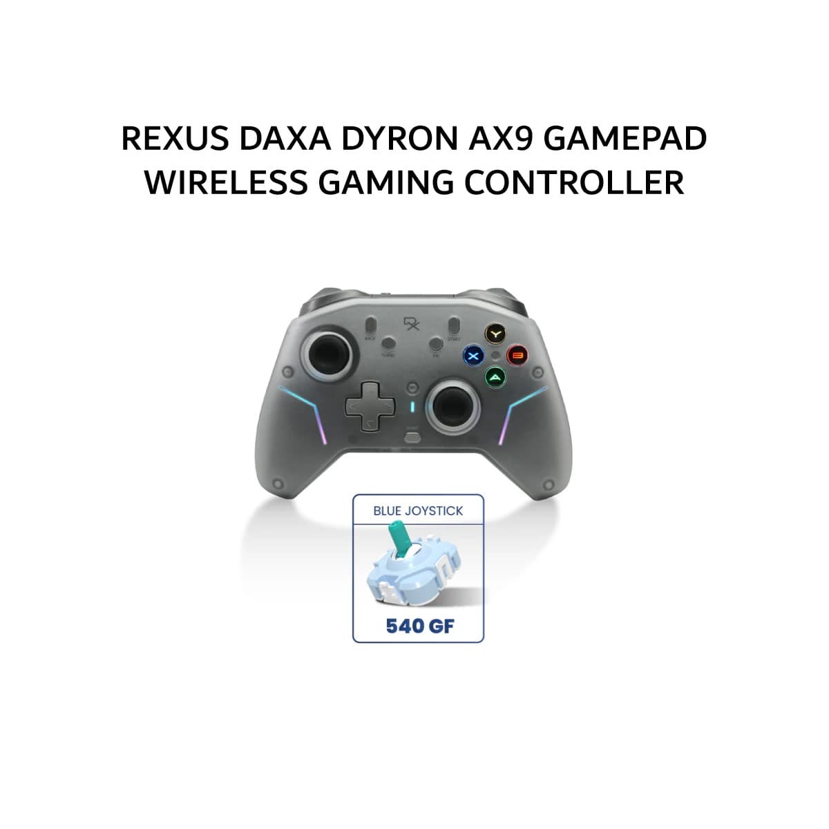 REXUS DAXA DYRON AX9 GAMEPAD WIRELESS GAMING CONTROLLER - HOT-SWAPPABLE OPTICAL TRIGGER - TMR BLUE