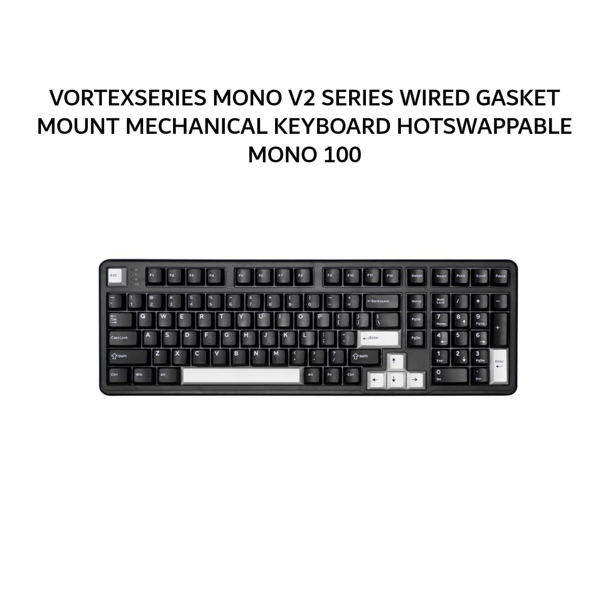 VORTEXSERIES MONO V2 SERIES WIRED GASKET MOUNT MECHANICAL KEYBOARD HOTSWAPPABLE MONO 100 - BLACK