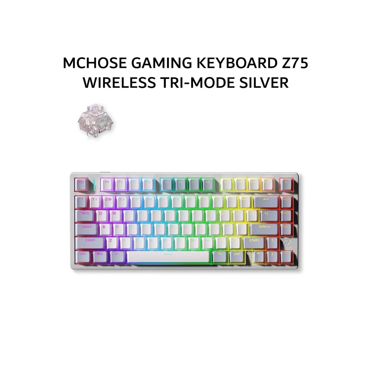 MCHOSE GAMING KEYBOARD Z75 WIRELESS TRI-MODE (75 + FIREFLY NIGHT + PBT) SILVER 1Y