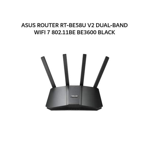 ASUS ROUTER RT-BE58U V2 DUAL-BAND WIFI 7 802.11BE BE3600 BLACK 3Y