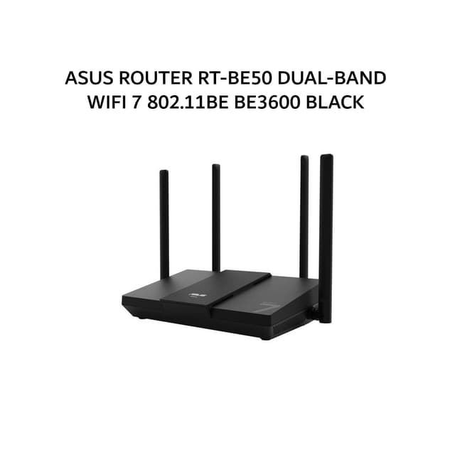ASUS ROUTER RT-BE50 DUAL-BAND WIFI 7 802.11BE BE3600 BLACK 3Y