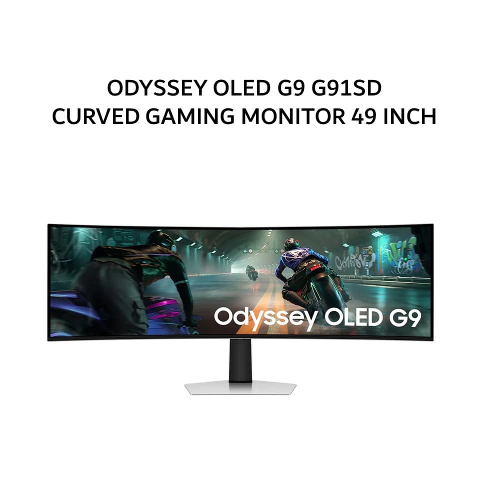 SAMSUNG ODYSSEY CURVED GAMING MONITOR 49 INCH G9 G91SD CURVED 1800R DQHD 1440P 0.03MS 144HZ HDR10+ HDMI+DP ERGONOMIC WHITE 1Y PART + 3Y SERVICE