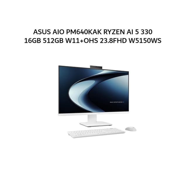 ASUS AIO PM640KAK RYZEN AI 5 330 16GB 512GB W11+OHS 23.8FHD 2Y WHT -W5150WS