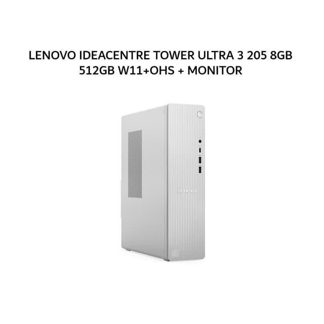LENOVO IDEACENTRE TOWER ULTRA 3 205 8GB 512GB W11+OHS 1Y CLOUD GRY -1VID +MONITOR 21.5
