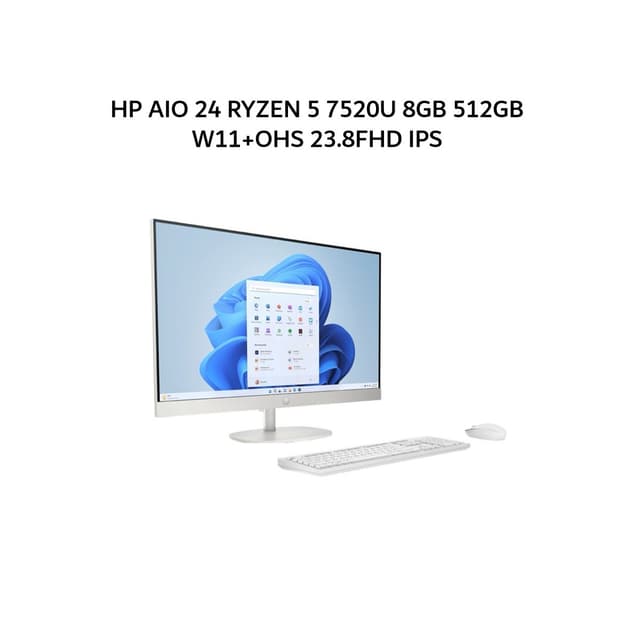 HP AIO 24 RYZEN 5 7520U 8GB 512GB W11+OHS 23.8FHD IPS WHT -CR0878D