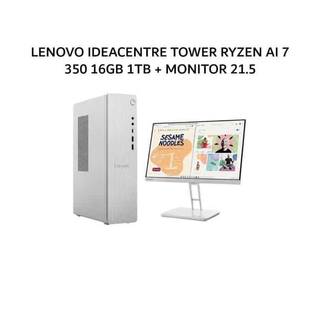 LENOVO IDEACENTRE TOWER RYZEN AI 7 350 16GB 1TB W11+OHS+M365B GRY -08ID + MONITOR 21.5