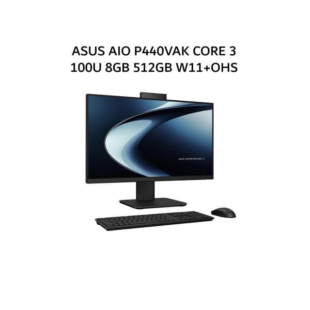 ASUS AIO P440VAK CORE 3 100U 8GB 512GB W11+OHS 23.8FHD 2Y BLK -B3852WS