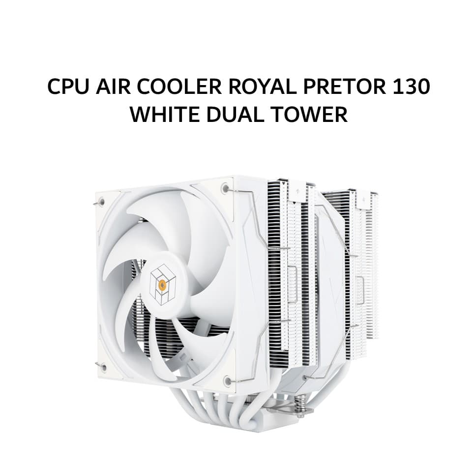 THERMALRIGHT CPU AIR COOLER ROYAL PRETOR 130 WHITE DUAL TOWER (1X 120MM + 1X 130MM WHITE FAN  + 6X HEATPIPES ) WHITE 6Y