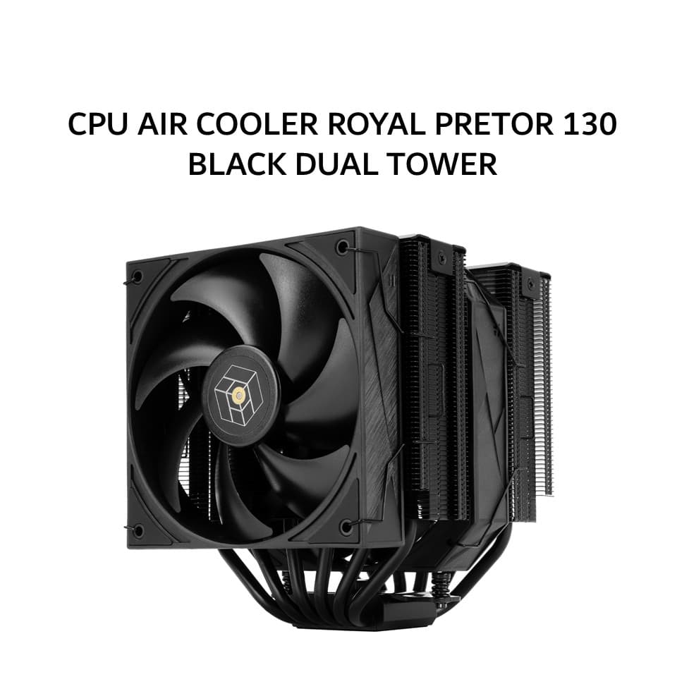 THERMALRIGHT CPU AIR COOLER ROYAL PRETOR 130 BLACK DUAL TOWER (1X 120MM + 1X 130MM BLACK FAN  + 6X HEATPIPES ) BLACK 6Y