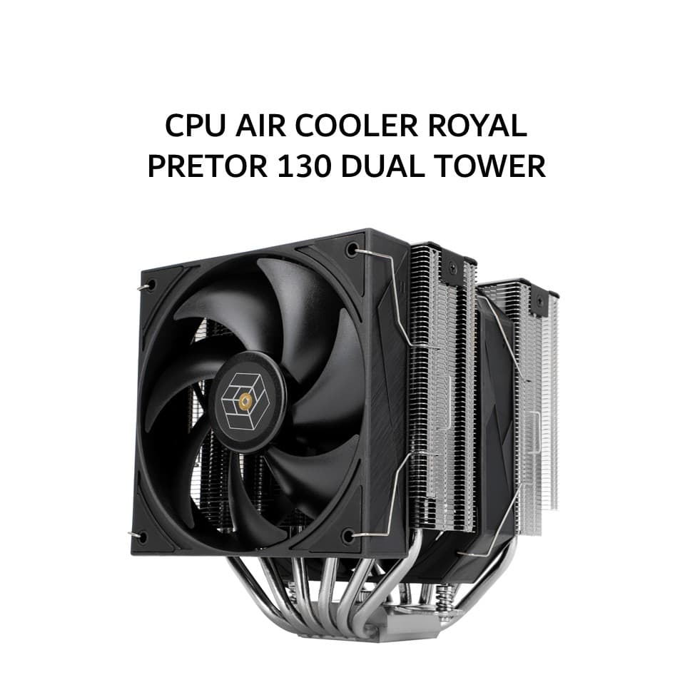 THERMALRIGHT CPU AIR COOLER ROYAL PRETOR 130 DUAL TOWER (1X 120MM + 1X 130MM BLACK FAN  + 6X HEATPIPES ) BLACK 6Y