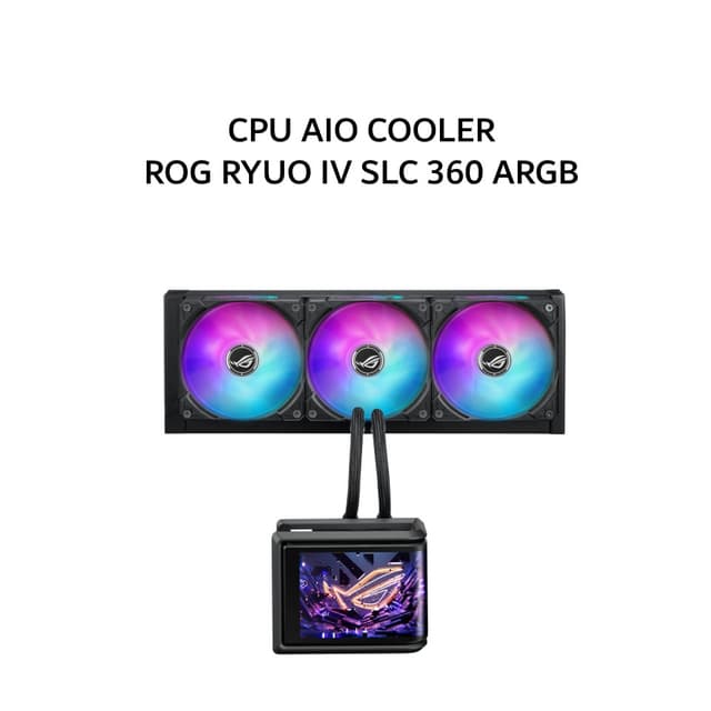 ASUS CPU AIO COOLER ROG RYUO IV SLC 360 ARGB (360MM RADIATOR + 3X 120MM ROG RYUO IV MF-12C ARGB FANS + 6.67 INCH AMOLED DISPLAY) BLACK 6Y + 2Y DISPLAY