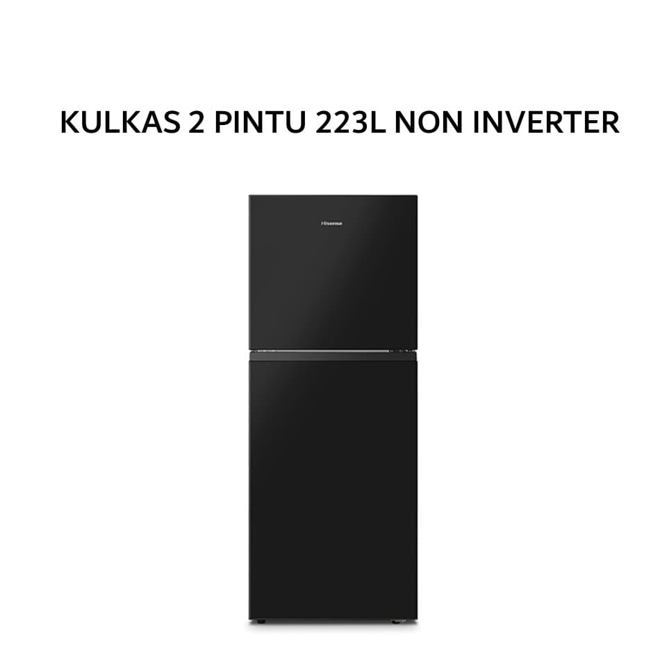 HISENSE KULKAS 2 PINTU 223L NON INVERTER BLACK GLASS -RT266N4IBN