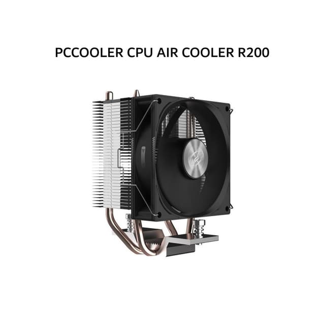 PCCOOLER CPU AIR COOLER R200 (1X 92MM BLACK FAN + 2 HEATPIPES) BLACK