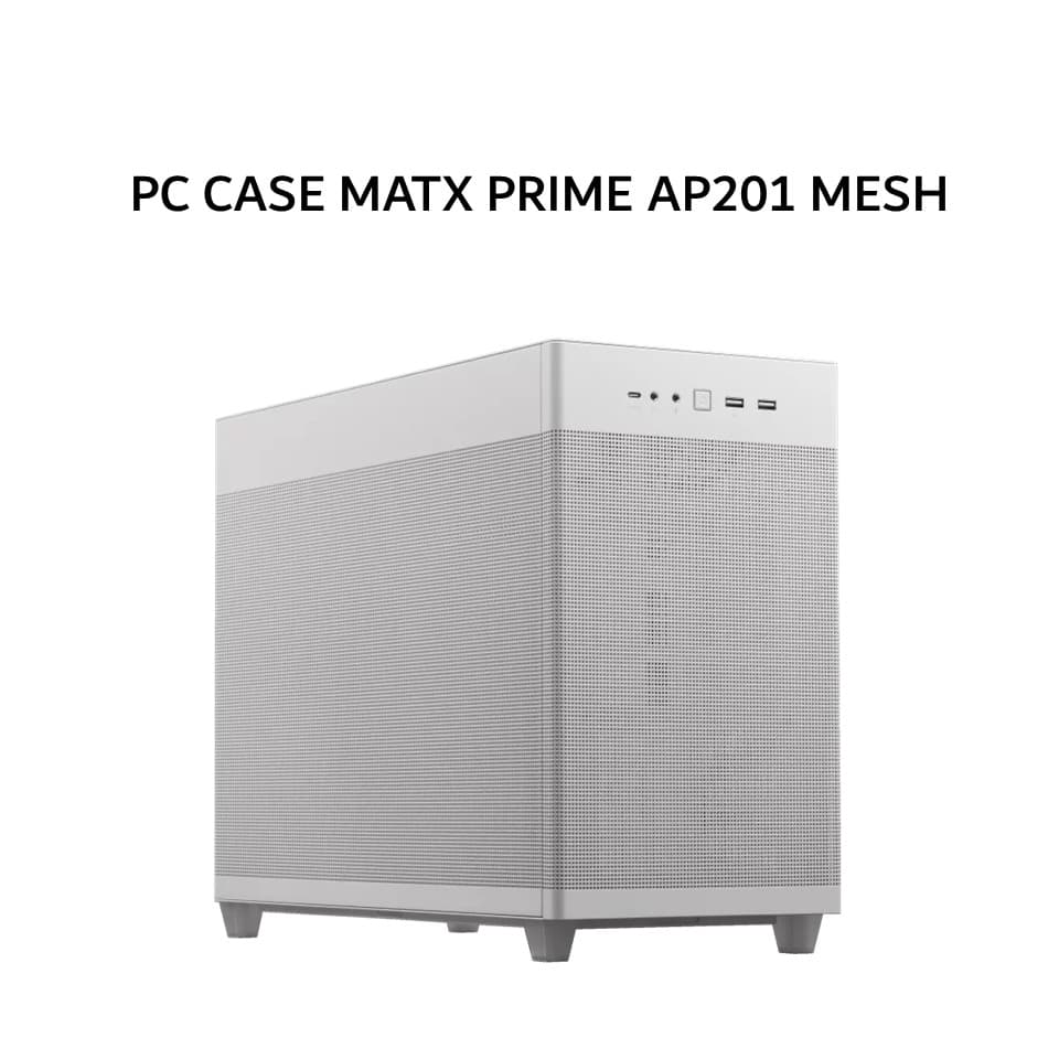 ASUS PC CASE MATX PRIME AP201 MESH (1X 120MM WHITE FAN) WHITE 1Y