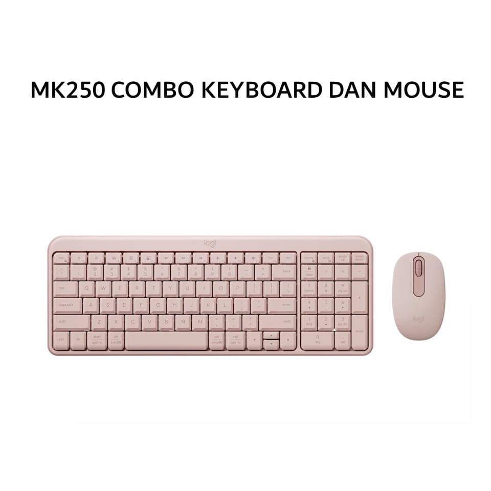 LOGITECH MK250 COMBO KEYBOARD DAN MOUSE WIRELESS ROSE