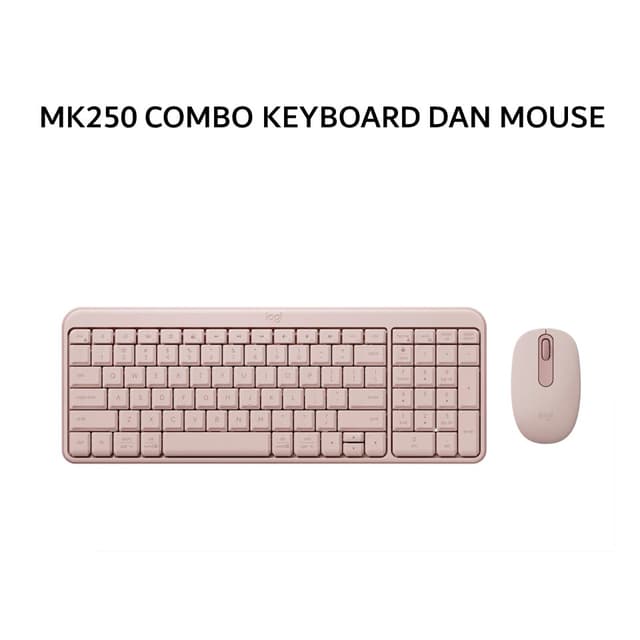 LOGITECH MK250 COMBO KEYBOARD DAN MOUSE WIRELESS ROSE