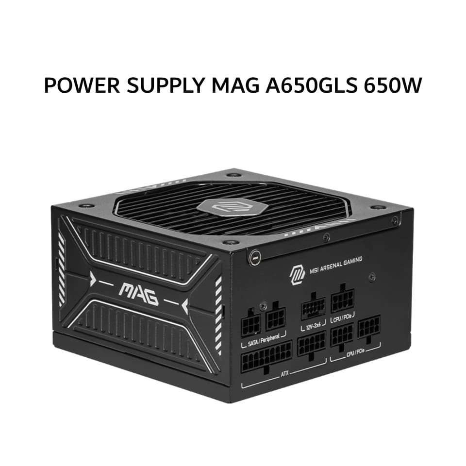 MSI PSU POWER SUPPLY MAG A650GLS 650W (80+ GOLD) FULLY MODULAR ATX 3.1 PCIE 5.1 BLACK 7Y