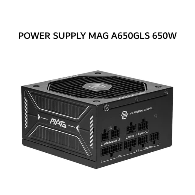 MSI PSU POWER SUPPLY MAG A650GLS 650W (80+ GOLD) FULLY MODULAR ATX 3.1 PCIE 5.1 BLACK 7Y