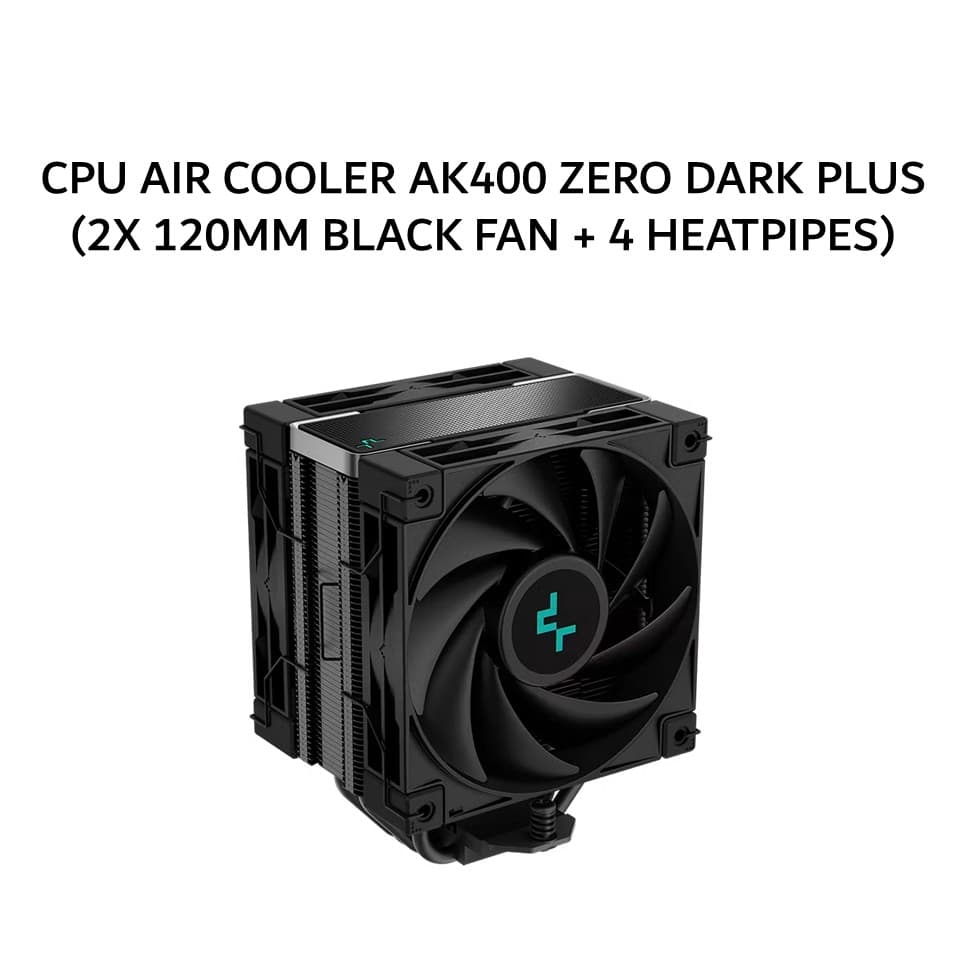 DEEPCOOL CPU AIR COOLER AK400 ZERO DARK PLUS (2X 120MM BLACK FAN + 4 HEATPIPES) BLACK 3Y
