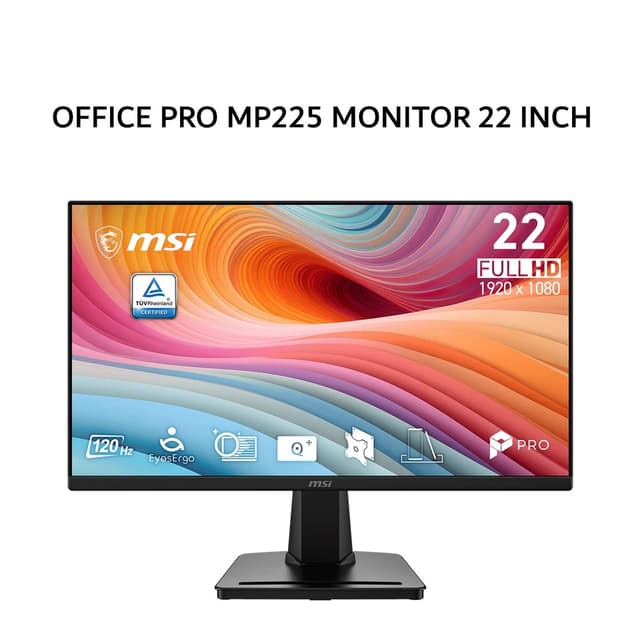 MSI MONITOR 22 INCH OFFICE PRO MP225 E12L IPS FHD 1080P 1MS 120HZ HDMI+VGA TILT 3Y
