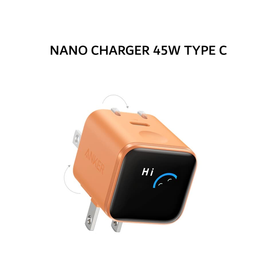 ANKER NANO CHARGER 45W TYPE C GAN PD 3.0 A121D (OFFLINE PACKAGING) - ORANGE