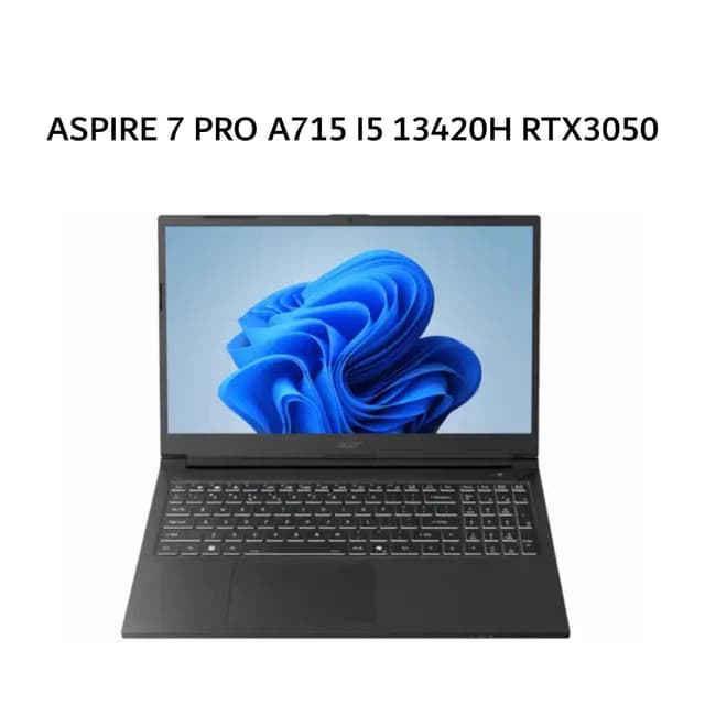 ACER ASPIRE 7 PRO A715 I5 13420H RTX3050 6GB/ 16GB 512GB W11+OHS+M365B 15.6FHD IPS 144HZ BLK -59G.516S