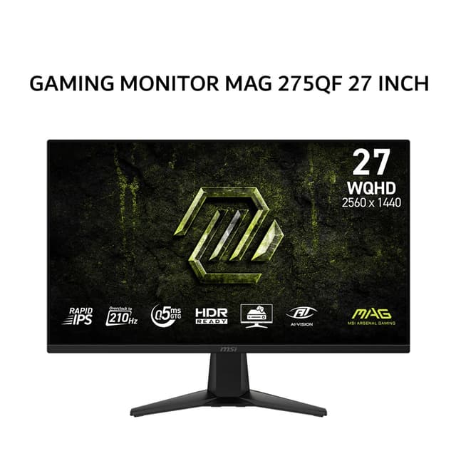 MSI GAMING MONITOR 27 INCH MAG 275QF/ MAG275QF E21 RAPID IPS WQHD 1440P 0.5MS 210HZ HDR400 HDMI+DP TILT 3Y