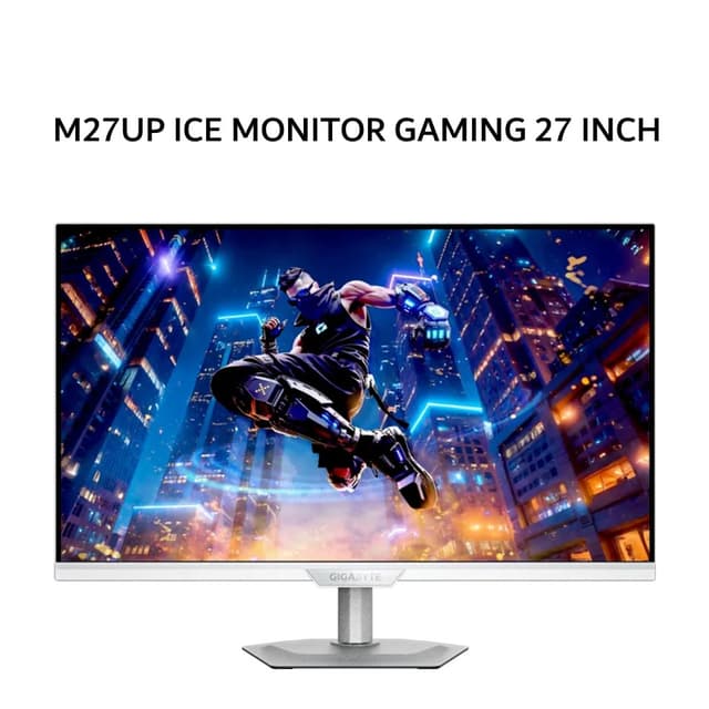 GIGABYTE MONITOR GAMING M27UP ICE 27 INCH SS IPS UHD 4K 2160P 1MS 160HZ (FHD 360HZ) HDR400 HDMI+DP USB-C SPEAKER ERGONOMICS WHITE 3Y