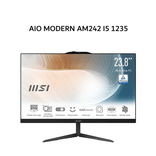 MSI AIO MODERN AM242 I5 1235 8GB 512GB W11+OHS 23.8FHD IPS 2Y BLK
