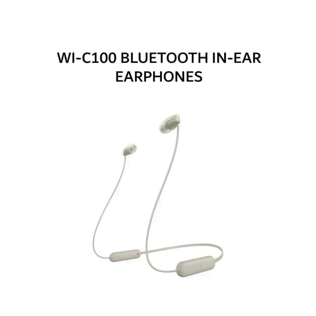 SONY WI-C100 / WI C100 BLUETOOTH IN-EAR EARPHONES MICROPHONE - BEIGE