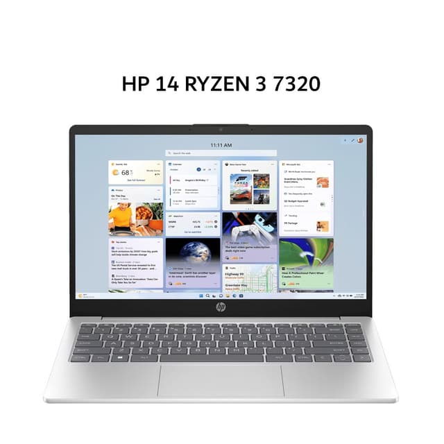 HP 14 RYZEN 3 7320 8GB 512GB W11+OHS+M365B 14.0FHD IPS BLIT COPILOT SLV -EM0320AU