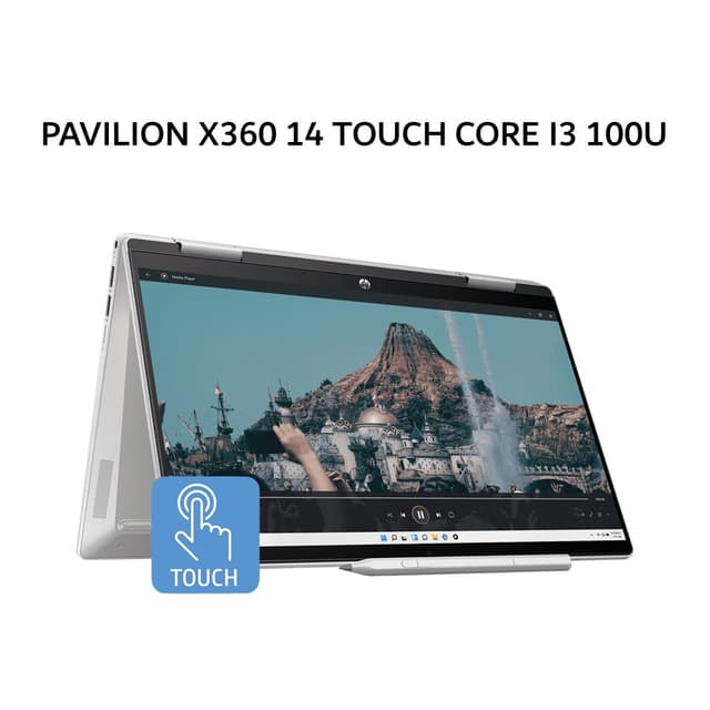 HP PAVILION X360 14 TOUCH CORE I3 100U 8GB 512GB W11+OHS 14.0FHD IPS BLIT PEN 2Y+2ADP SILV -EK2123TU