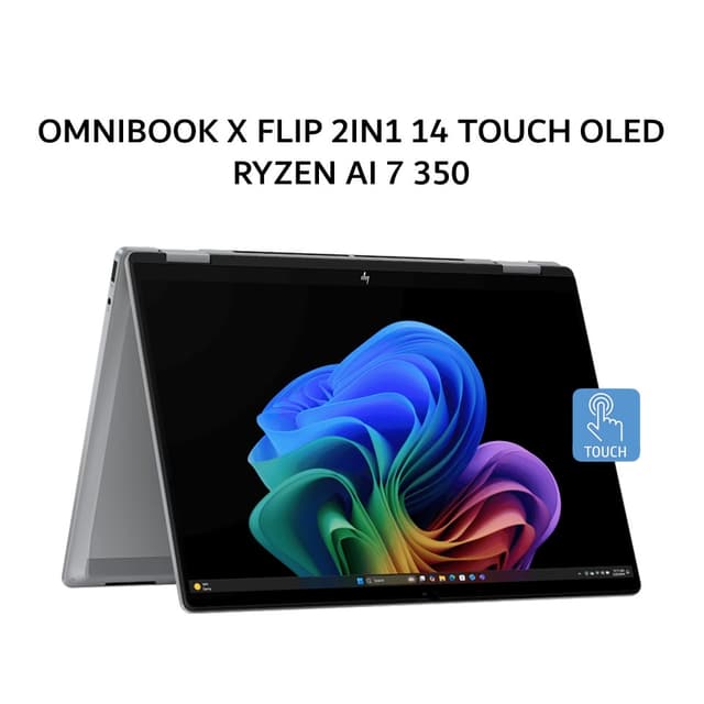 HP OMNIBOOK X FLIP 2IN1 14 TOUCH OLED RYZEN AI 7 350 32GB 1TB W11+OHS+M365 14.0 3K 120HZ 2Y+ADP SLV -FK0888AU
