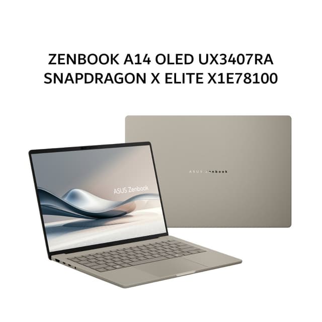 ASUS ZENBOOK A14 OLED UX3407RA SNAPDRAGON X ELITE X1E78100 32GB 512GB W11+OHS+O356 14.0WUXGA BEIGE -OLEDH351M