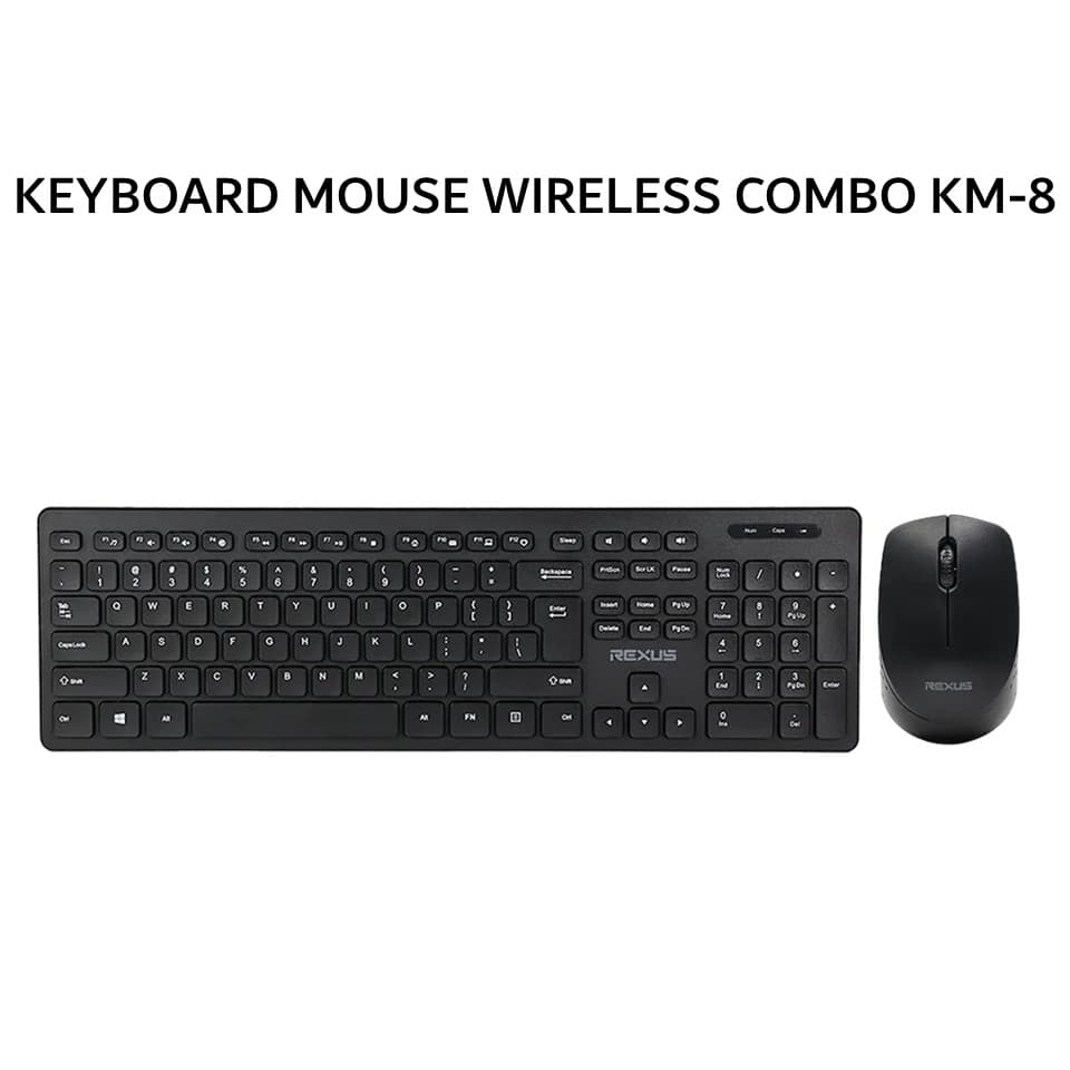 REXUS KEYBOARD MOUSE WIRELESS COMBO KM-8 - BLACK
