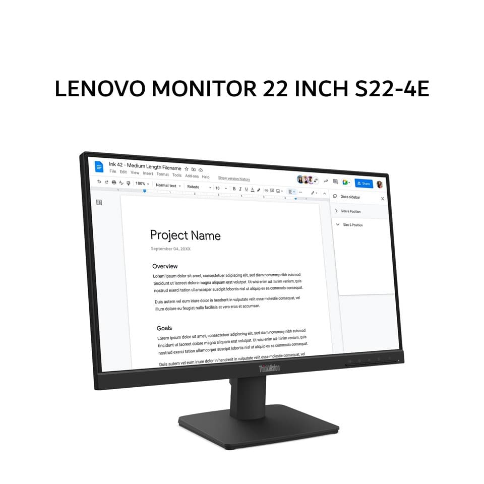 LENOVO MONITOR 22 INCH S22-4E IPS FHD 1080P 4MS 100HZ BLACK 3Y