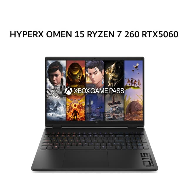 HP HYPERX OMEN 15 RYZEN 7 260 RTX5060 8GB/ 16GB 1TB W11+OHS+M365B 15.3WQXGA 180HZ 100SRGB 4ZRGB 2Y+2ADP BLK -GB0777AX