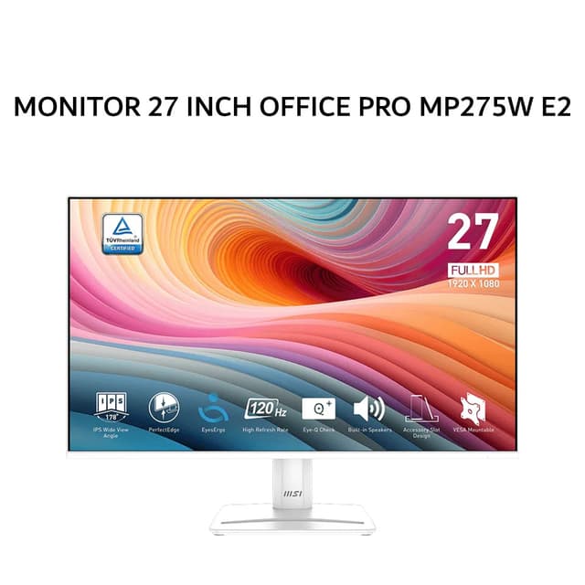 MSI MONITOR 27 INCH OFFICE PRO MP275W E2 IPS FHD 1080P 1MS 120HZ SPEAKER WHITE 3Y