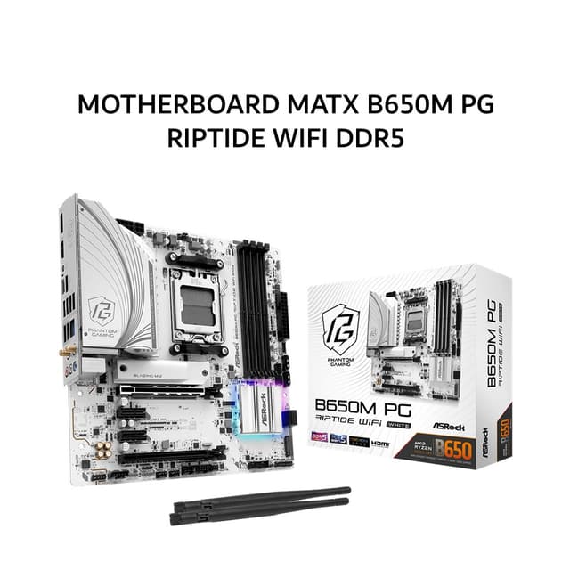 ASROCK MOTHERBOARD MATX B650M PG RIPTIDE WIFI DDR5 AM5 /AMD WHITE 3Y