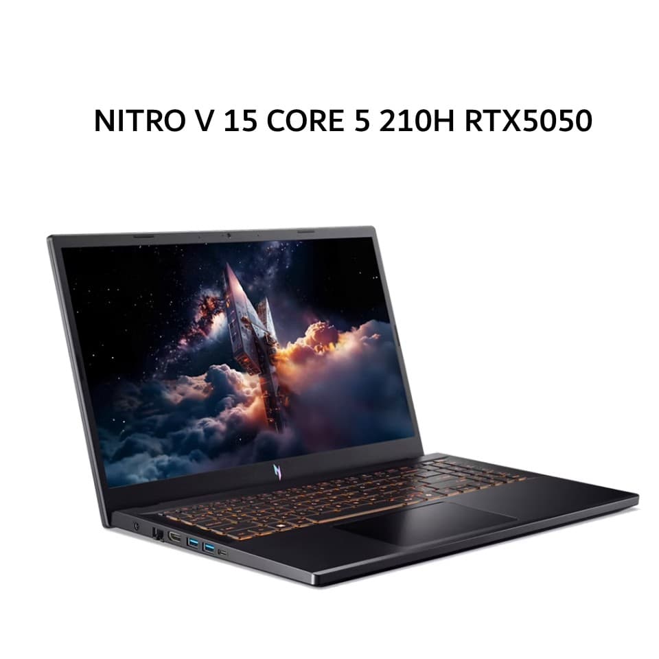 ACER NITRO V 15 CORE I5 210H RTX5050 8GB/ 16GB 512GB W11+OHS+M36B 15.6FHD 180HZ 100SRGB BLIT 2Y+ADP BLK -52.50FX