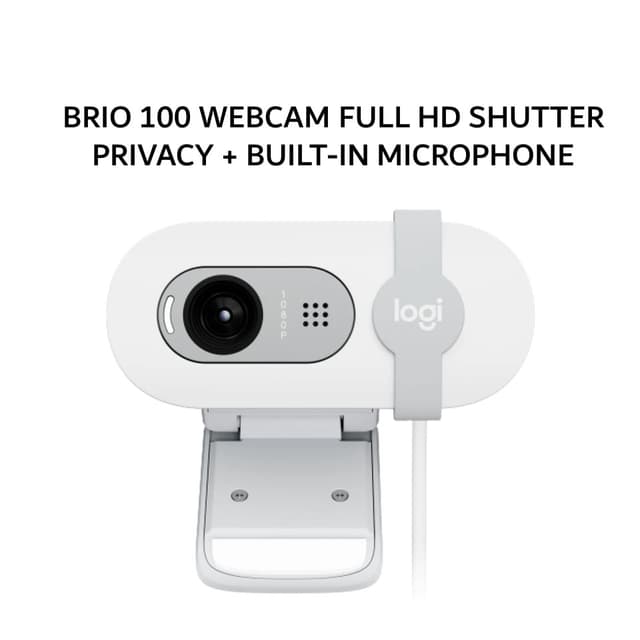 LOGITECH BRIO 100 WEBCAM FULL HD SHUTTER PRIVACY + BUILT-IN MICROPHONE - OFF WHITE